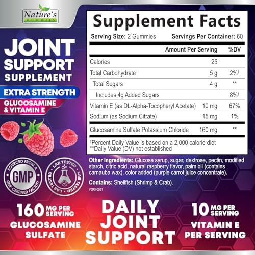 Joint Support Gummies - Extra Strength Glucosamine Gummy Supports Flexibility, Joint & Cartilage Health for Back, Knees, Hands - Natural Vitamin E for Immune Support for Women & Men - 120 Gummies - Image 2