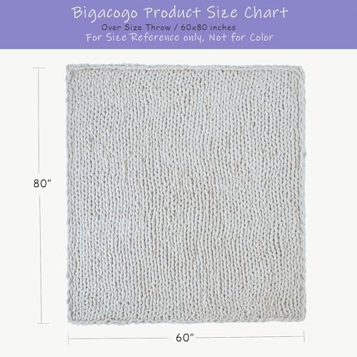 Bigacogo Chunky Knit Throw Blanket for Couch, 60x80 inches, Pure White - Image 2