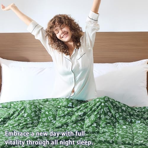 yescool Weighted Blanket for Adults (20 lbs, 60” x 80”, Forest) Cooling Heavy Blanket for Sleeping Perfect for 190-210 lbs, Queen Size Breathable Blanket with Premium Glass Bead, Machine Washable - Image 5