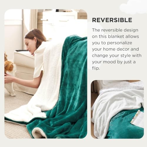 Bedsure GentleSoft Sherpa Fleece Cal King Blankets for Bed, Non-Heated, Thick and Warm Oversized Throw for Women and Men, Soft Fuzzy Plush Large Blanket for Winter, Forest Green, 112x98 Inches - Image 6