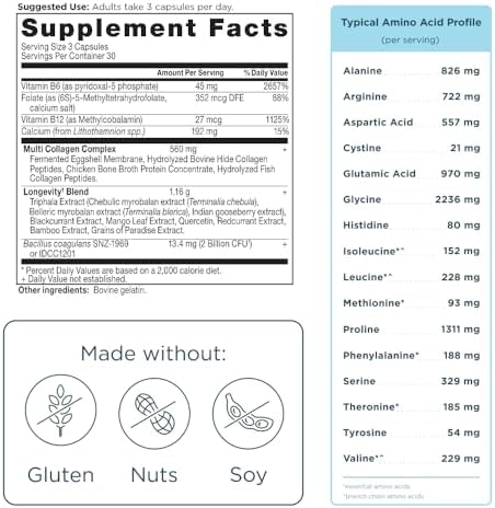 Ancient Nutrition Hydrolyzed Multi Collagen Advanced Capsules, Longevity - Image 6