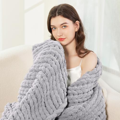 Chunky Knit Blanket Throw for Couch, 51"x63" Chunky Yarn Knitted Blankets - Image 3