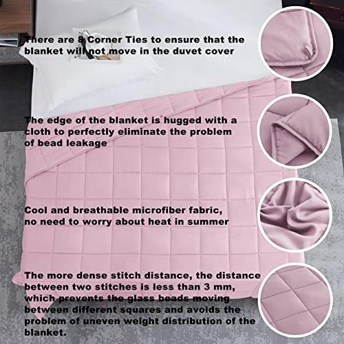 L'AGRATY Weighted Blanket - 40"x60" 7lbs Cooling Breathable Microfiber Material with Glass Beads Small Blanket All-Season Summer Fall Winter Soft Thick Comfort - Image 4