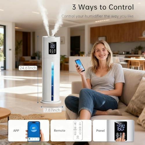 2.1Gal/8L Smart Humidifier Large Room, Top Fill Humidifiers for Bedroom with Diffuser, 7 Color Lights,16H Timer, Auto Mode, APP Remote Control, 4 Levels Cool Mist Air Humidifier for Plants Home - Image 6