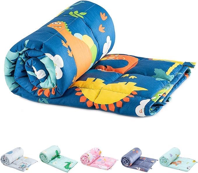 Sivio Cotton Weighted Blanket for Sleeping, 41"x60" 7 lbs, Blue Dinosaur by Sivio
