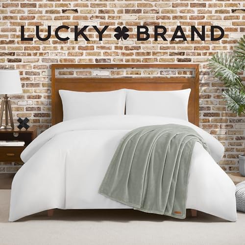 Lucky Brand Solid Plush 50"x70" Throw Blanket, Desert Sage Green - Soft, Cozy, and Timeless Comfort - Image 5