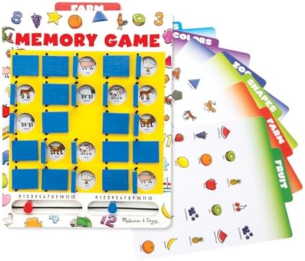 Melissa & Doug Flip-to-Win Portable Wooden Travel Game Board with 25 Flaps & 7 Double-Sided Memory Game Cards—Animals, Colors, Fruits, Shapes & Much More—Preschool Toys for Kids Ages 5+ by Unknown