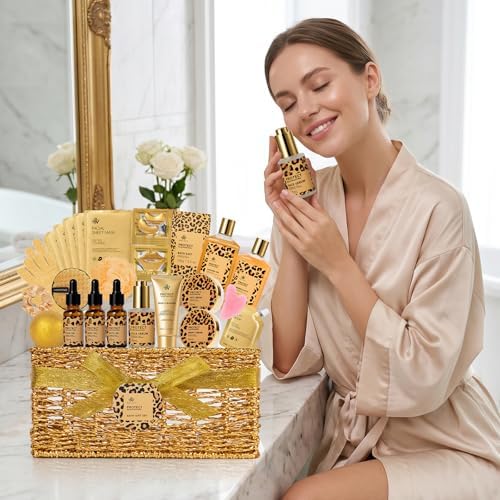 Gifts for Women, Honey Almond 32 Pcs Bath & Body Gifts Basket for Women - Image 4