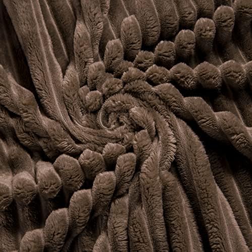 Bnuitland Brown Flannel Throw (50X71 inches),300GSM Super Soft Fleece Stripe Pattern Sofa Blanket, Lightweight Cozy Bed Throw for Home Decor All Season - Image 7