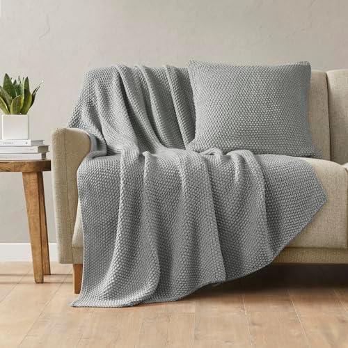 INK+IVY Bree Knit All Season Throw Blanket for Sofa, 50 x 60, Grey by INKIVY