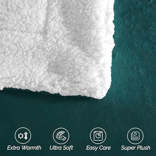 Elegant Comfort Ultra Soft Reversible Flannel Sherpa Blanket - Cozy Silky Fleece Throw for Couch, Bed - Plush Fuzzy Warm Winter Blanket for Gift, King, Turquoise - Image 6