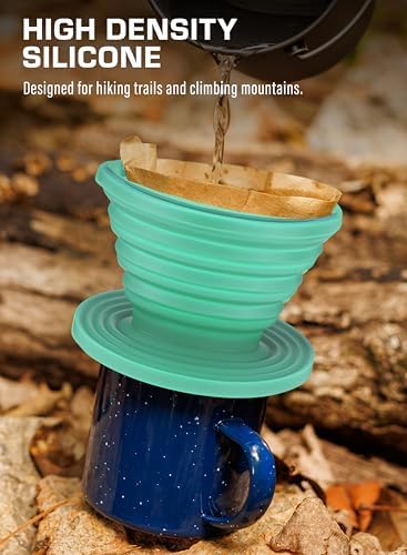 COLETTI Sierra Camping Pour Over Coffee Dripper — Collapsible Pour Over Coffee Dripper — Includes Pack of Paper Filters [Teal, Pack of 1] - Image 7