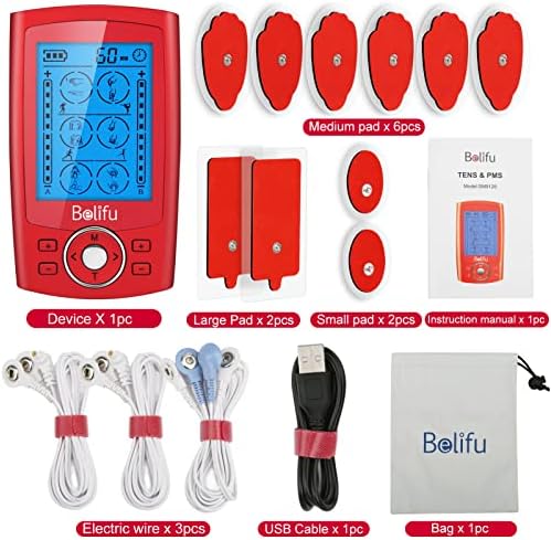 Belifu Dual Channel TENS EMS Unit 24 Modes Muscle Stimulator for Pain Relief Therapy, Electronic Pulse Massager Muscle Massager with 10 Pads, Dust-Proof Drawstring Storage Bag, Fastening Cable Ties - Image 6