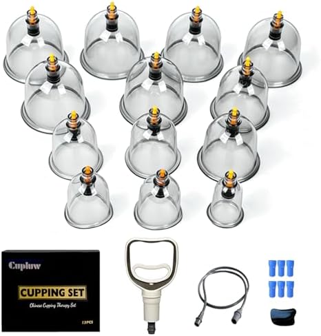13 Cups Cupping Set, Chinese Cupping Kit with Pump, Cupping Therapy Set for Back Massage, Suction Hijama Cupping Set Home Use, Gifts for Women, Men by Cupluw