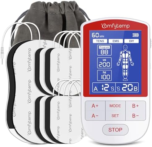 Comfytemp TENS Unit Muscle Stimulator for Pain Relief Therapy, TENS Machine with 20 Modes and DIY, Dual Channel EMS Unit, Electric Pulse Massager for Back, Shoulder, Sciatica, Knee by Comfytemp