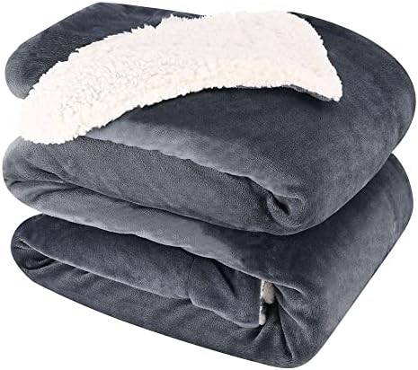 NANPIPER King Size Sherpa Blanket, Soft Fleece Throw for Bed, Reversible Thick Fuzzy Blanket for Winter (Grey, 90x108 inches) by NANPIPER