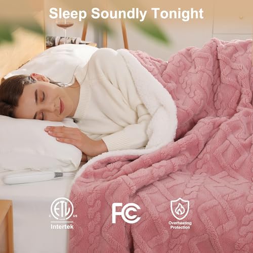 Pink Heated Blanket Twin - 62"x84" Electric Blanket Twin Heating Blanket - Image 3