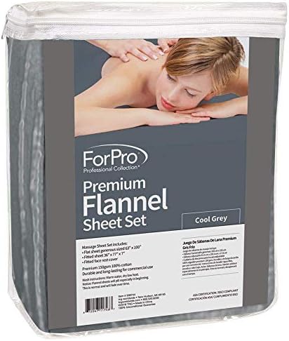 ForPro Premium Flannel 3-Piece Massage Sheet Set, Cool Grey - Image 2