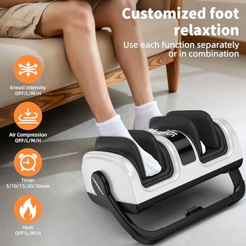 CARESKY Shiatsu Foot Massager with Heat, Deep Kneading Foot Massager for Plantar Fasciitis, Neuropathy, Circulation and Pain Relief, Foot and Calf Massage at Home/Office - Image 3