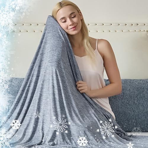 CHOSHOME Cooling Blanket for Hot Sleepers Lightweight Summer Cold Thin Blankets for Sleeping, Hot Flashes Night Sweats, Soft Blanket for Bed, Throw Size, Navy Blue by CHOSHOME