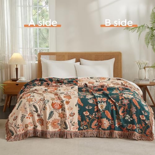Boho Throw Blanket for Bed 90”x98”, 100% Cotton Blanket for Couch Sofa - Image 2