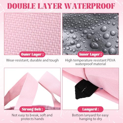 FillTouch 6 Sets Pink Foldable Foot Bath Kit with 15L Foot Soaking Tub Collapsible Towels Women Adult Foldable Slippers Portable Bag Spa Soak Pedicure Bath for Spa Party Sleepover Party Supplies - Image 3