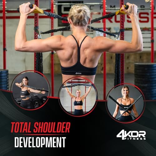 4KOR Cross Anchor Shoulder Performance Training System. Resistance Cords with Handles and Dynamic Workout Guide. Exercise Bands with Nylon Sleeves, Rubber Grips, and Carry Bag for Rehab and Strength - Image 5