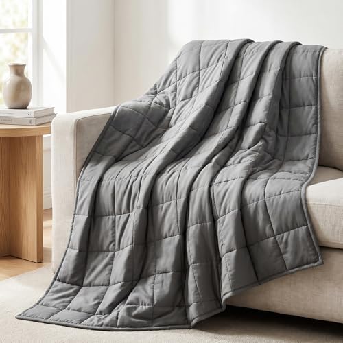 Smart Queen Weighted Blanket for Adults(48"x72",10lbs, Grey) Twin Size Soft Cooling Heavy Blanket for Sleeping, Breathable Blanket with Glass Beads Perfect for 80-120 lbs,All Season,Machine Washable - Image 2