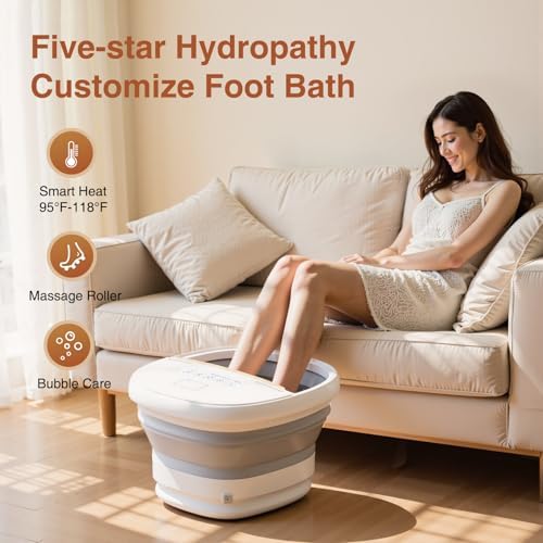 Pedicure Foot Spa with Bubble and Heat,Collapsible Foot Soaking Tub with Remote Control,Pedicure Tools for Feet,Foot Bath Soak Tub Gift for Women/Men,Mom/Dad - Image 3