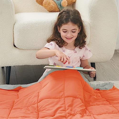 yescool Weighted Blanket (10 lbs, 41" x 60", Orange) Cooling Heavy Blanket, Perfect for 90-110 lbs, Breathable Throw Blanket Gifts with Premium Glass Bead, Machine Washable - Image 4