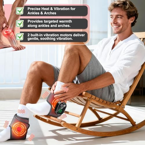 2-Pack Cordless Foot Massager for Neuropathy, Ankle Massager for Pain Relief, Ankle Heating Pad with Massage, 4 Heat Levels, 3 Massage, Foot Massager, Gray, HSA Eligible FSA - Image 3