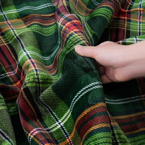 PU MEI Sherpa Fleece Throw Blanket 60" x 80" Reversible Plush Fluffy Large Big Blanket Lattice Flannel Blankets for All Season Use, Chrismas Green - Image 3