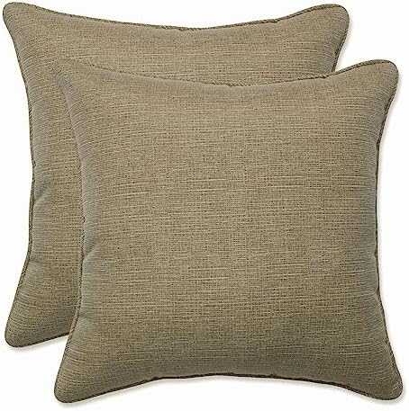 Pillow Perfect Monti Chino Solid Indoor/Outdoor Small Throw Pillow Plush Fill, Weather and Fade Resistant, Small Throw - 16.5" x 16.5", Tan, 2 Count by PillowPerfect