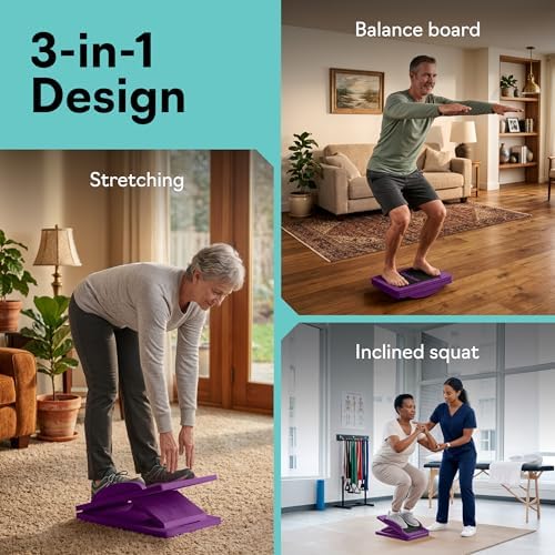 Slant Boards for Exercise, Wooden Slant Board, Calf Stretch Board with 7 Incline Angles, Velour Board, Balance Board & Calf Stretcher, Portable Incline Board for Physical Therapy, Ankle Mobility, Heel & Knees - Image 2