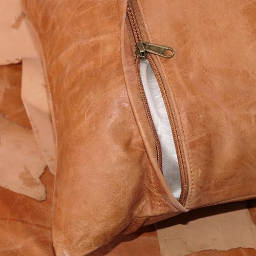 Leather Lovers 100% Lambskin Leather Pillow Cover - Sofa Cushion Case - Decorative Throw Covers for Living Room & Bedroom - Mango Tan Antique Pack of 2-16X24 Inch - Image 7