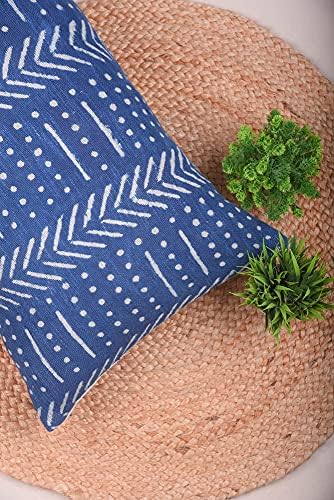 Trade Star Indigo Mudcloth Farmhouse Pillow Cover 100% Cotton Throw Cushion Case Beautiful Body Pillow Case Luxurious Bedding Decor Large Pillow Cover (Indigo Snow 14X36 INCHES) - Image 2