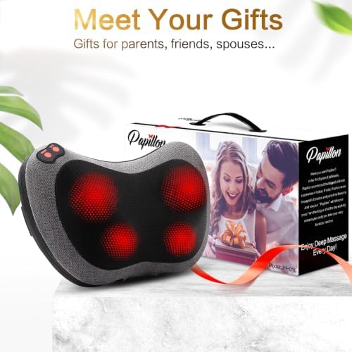 Papillon Back Massager with Heat,Shiatsu Pillow for Body Pain Relief Gray - Image 7