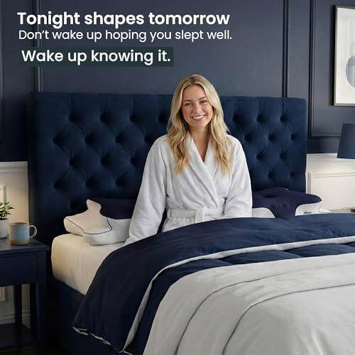 Cervical Neck Pillow for Sleeping – Cooling Memory Foam Cervical Pillow for Side Sleepers and Back Sleepers – Contour Ergonomic Neck Support (Dark Blue/White, Cooling) - Image 2