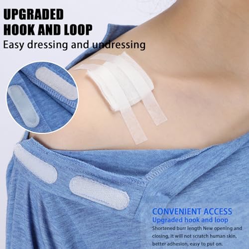 Unisex Post Shoulder Surgery Shirts Recovery Tear Away Short Sleeve Chemo Clothing with Stick On Fasteners, Convenient - Image 3