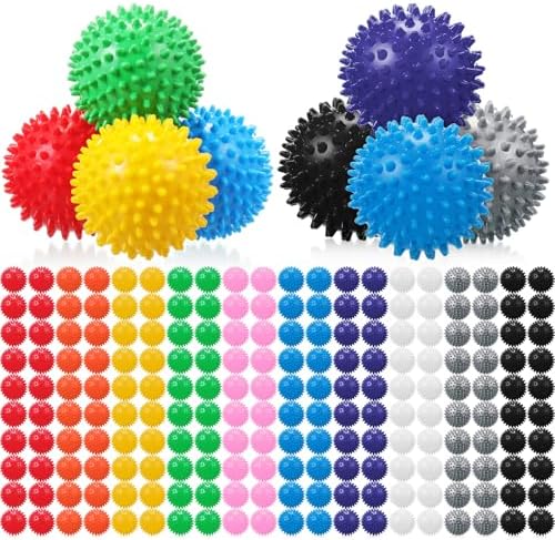 Liliful 100 Pcs Spiky Massage Balls for Feet, Back, Hand Massage Roller Squeeze Balls Plantar Fasciitis Ball Bulk for Foot Hand Trainer Therapy, 10 Colors 3 Inch Multipack by Liliful