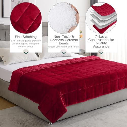 Lofus 15 lbs Weighted Blanket for Adults Twin Size 48" x 72", Burgundy - Image 4