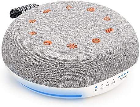 White Noise Machine,Portable Sound Machine with 40 Soothing Sounds, USB Rechargeable,Sleep Sound Timer & Night Light for Baby Kids Adults by HEAVTUEN