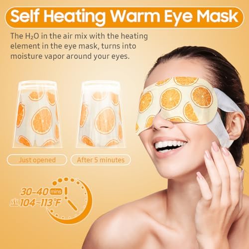 BeHoomi Steam Eye Mask, 10Packs Heated Eye Mask, Self Heating Disposable SPA Warm Compress for Eyes Sleep Mask, Travel Essentials & Relaxation Gifts for Women (Orange Scent) - Image 5