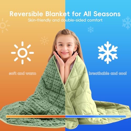 yescool Weighted Blanket 7 Pounds Moss Green Twin Size Cooling Weighted Throw Blanket, Minky Heavy Blankets Warm Weighted Comforter, Big Washable Thick Blankets Gift for 60-90lbs, 40 * 60in - Image 5