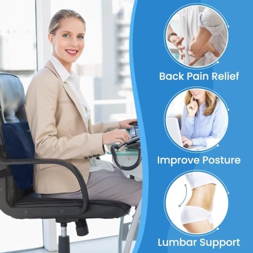 Lumbar Support Pillow for Office Chair, Back Support, Memory Foam, Blue - Image 5