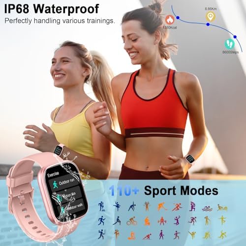 Smart Watch for Women (Answer/Make Call), 1.91"HD Smartwatch with Heart Rate/Sleep Monitor/Pedometer/Calories, 2026 Fitness Watch 110+ Sport Modes IP68 Waterproof Activity Tracker for Android iOS Pink - Image 7
