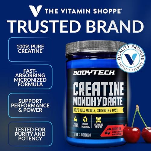 BodyTech 100% Pure Creatine Monohydrate Powder, Cherry Ice, 13 Oz - Image 2
