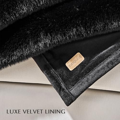 EVERGRACEHOME Faux Chinchilla Fur Throw Blanket, 60"x80", Black Noir Mink - Image 7