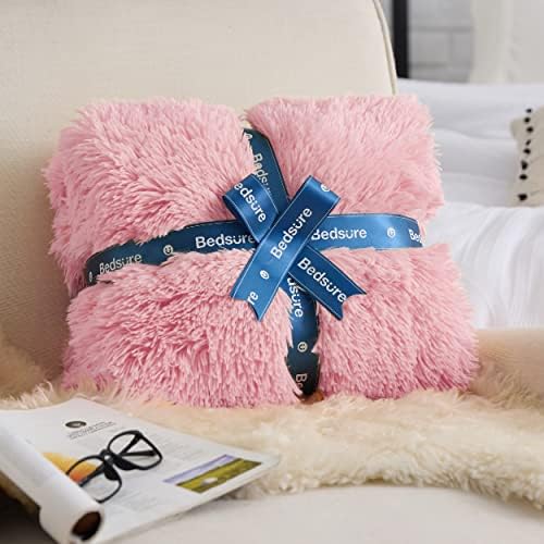 Bedsure Faux Fur Fluffy Sherpa Fleece King Bed Blanket Pink 108"x90" - Image 6