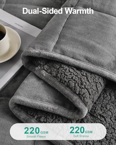 Ultra Soft Sherpa Weighted Blanket for Adults, 60"x80" 20lbs Heavy Blankets - Image 3